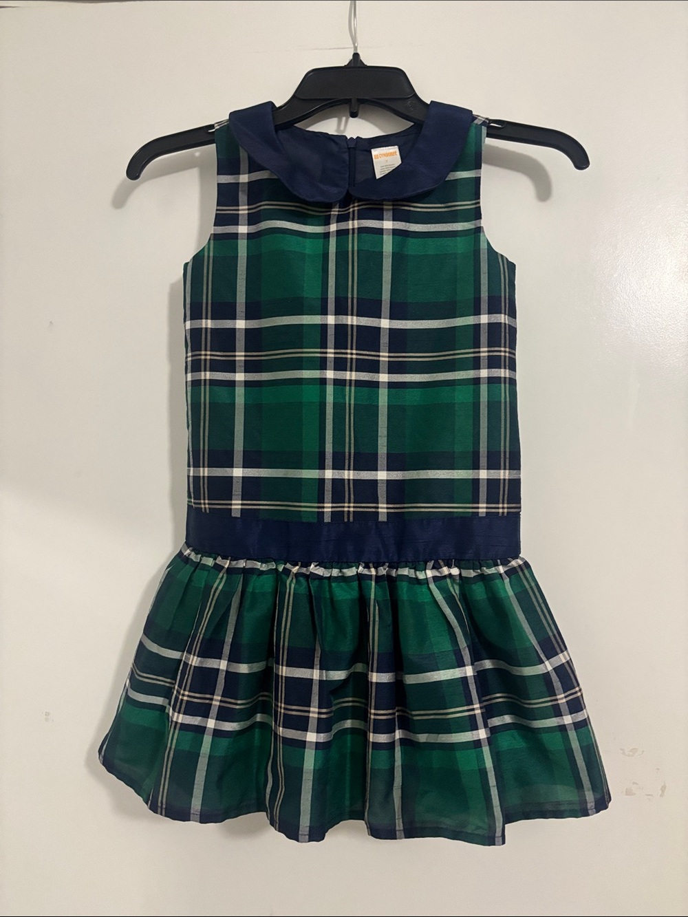Gymboree Green and Navy Plaid Peter Pan Collar Dress